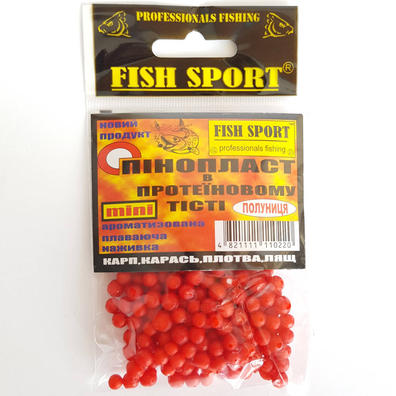 

Насадка пенопласт в протеиновом тесте Fish Sport клубника (mini)