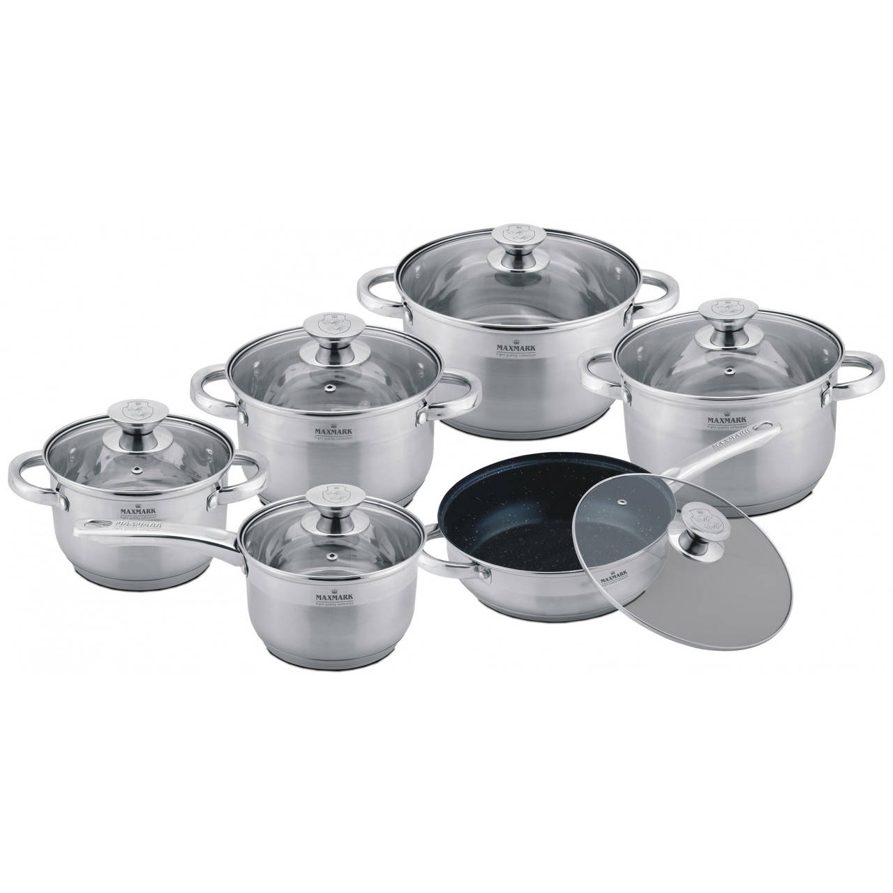 

Набор посуды Maxmark из нержавеющей стали на 12 предметов MK-3512A