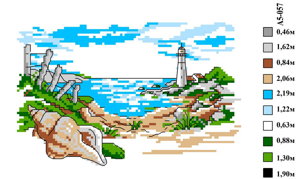 

Набор канва с нитками А5 057 Маяк