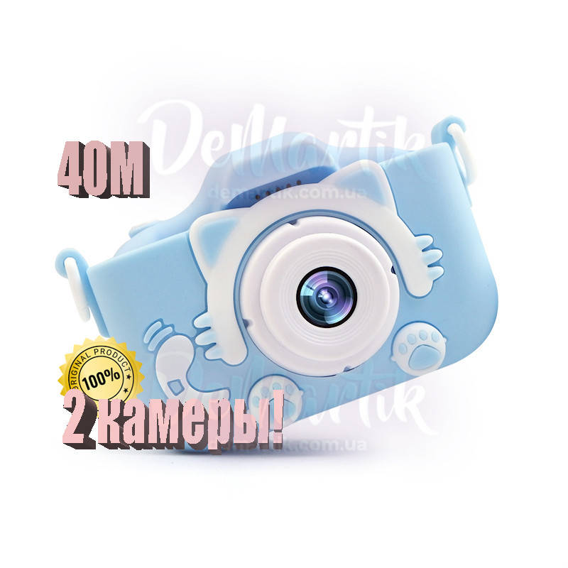 

Original 40М Селфи Детский цифровой фотоаппарат Children`s fun Голубой Котик Selfie