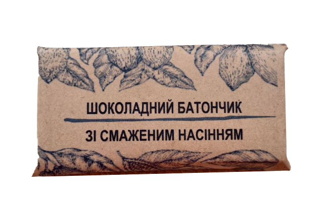 

Батончик шоколадный (98% какао тертого ) с жареными семечками. (50 г)