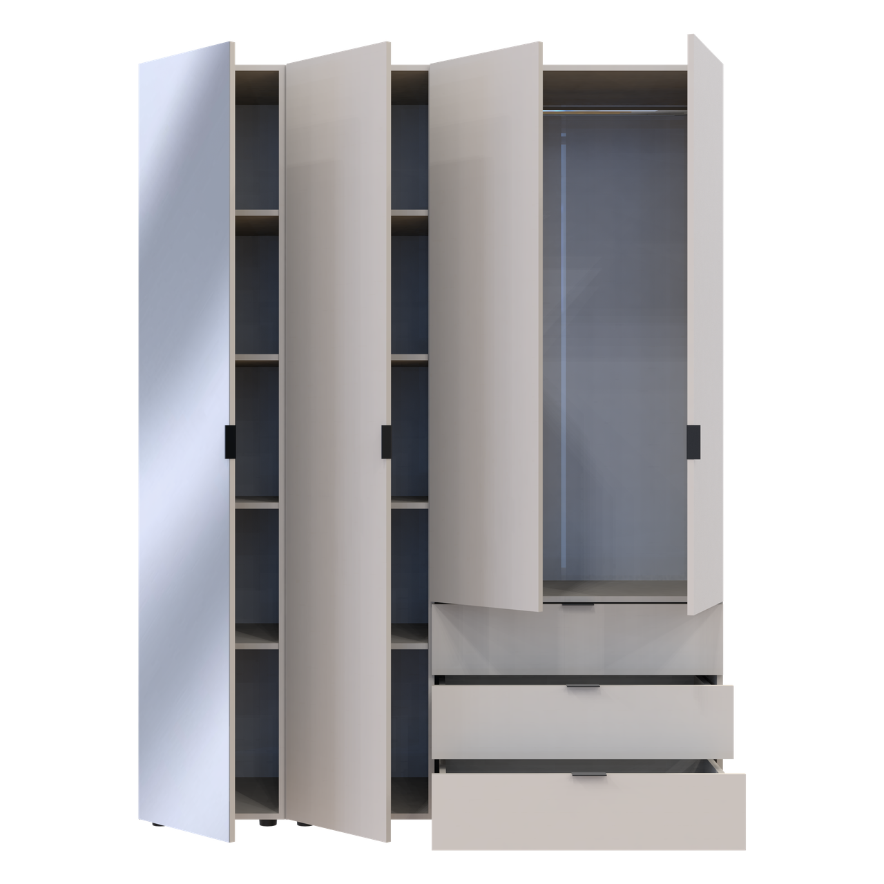 Шафа для одягу Doros Гелар Кашемір 3ДСП/Дзеркало 155х49.5х203.4 (80737657) 3