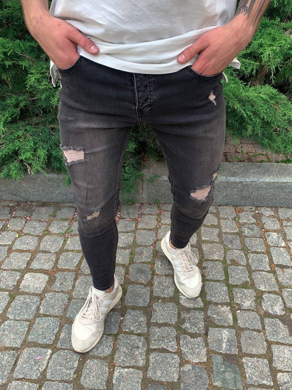 

Мужские стильные джинсы SKINNY (чёрные) Заужены. Турецкие мужские джинсы 35