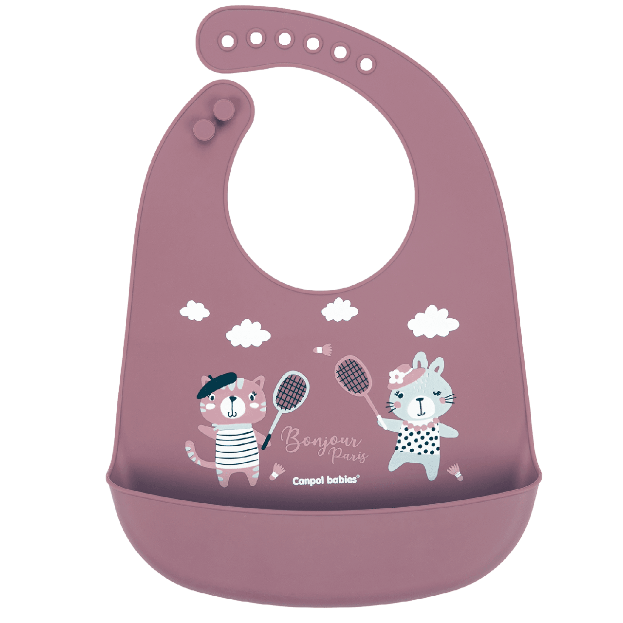 

Слюнявчик силиконовый с кармашком Bonjour Paris - красный Canpol babies 74/027_red