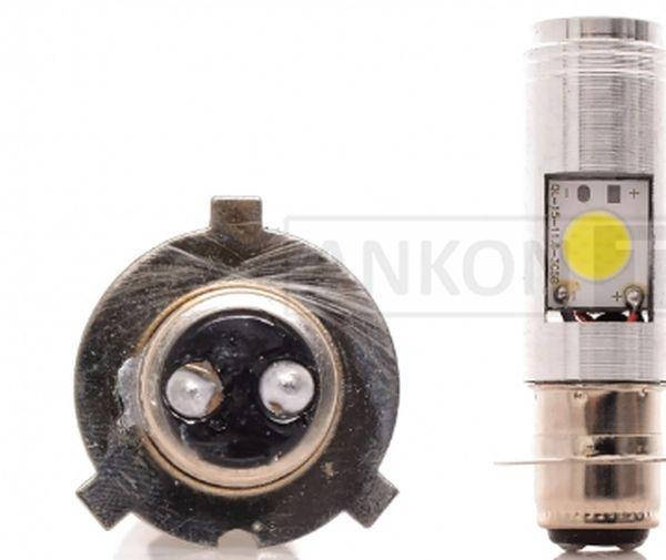 

Лампа фары диодная P15D‑25‑3 12V 35/35W 3 уса, 2 кристалла "LED"