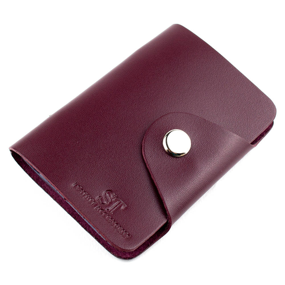 

Картхолдер кожаный (визитница) на 20 визиток ST-06 (бордовый)