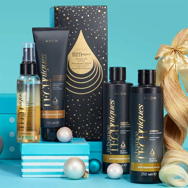 

Подарочный набор женский средств для ухода за волосами Avon «Драгоценные масла»