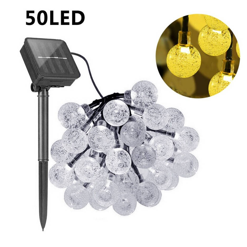 

Садовая гирлянда на солнечной батарее Шарики 50 LED 6.5 м Желтый
