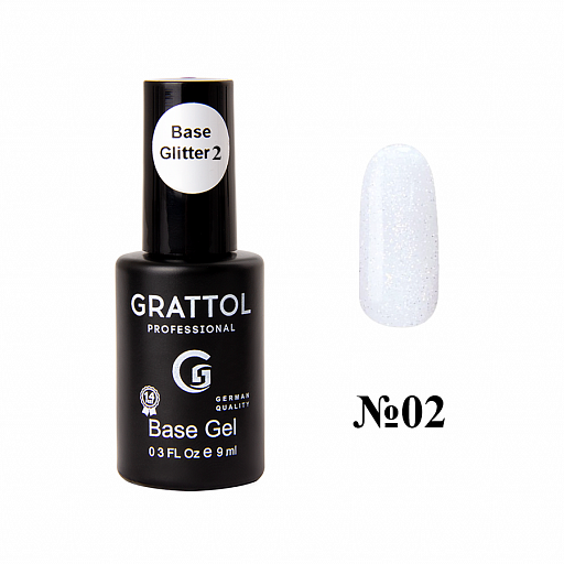 

Базовое покрытие для гель-лака Grattol Rubber Base Glitter 02, 9 мл