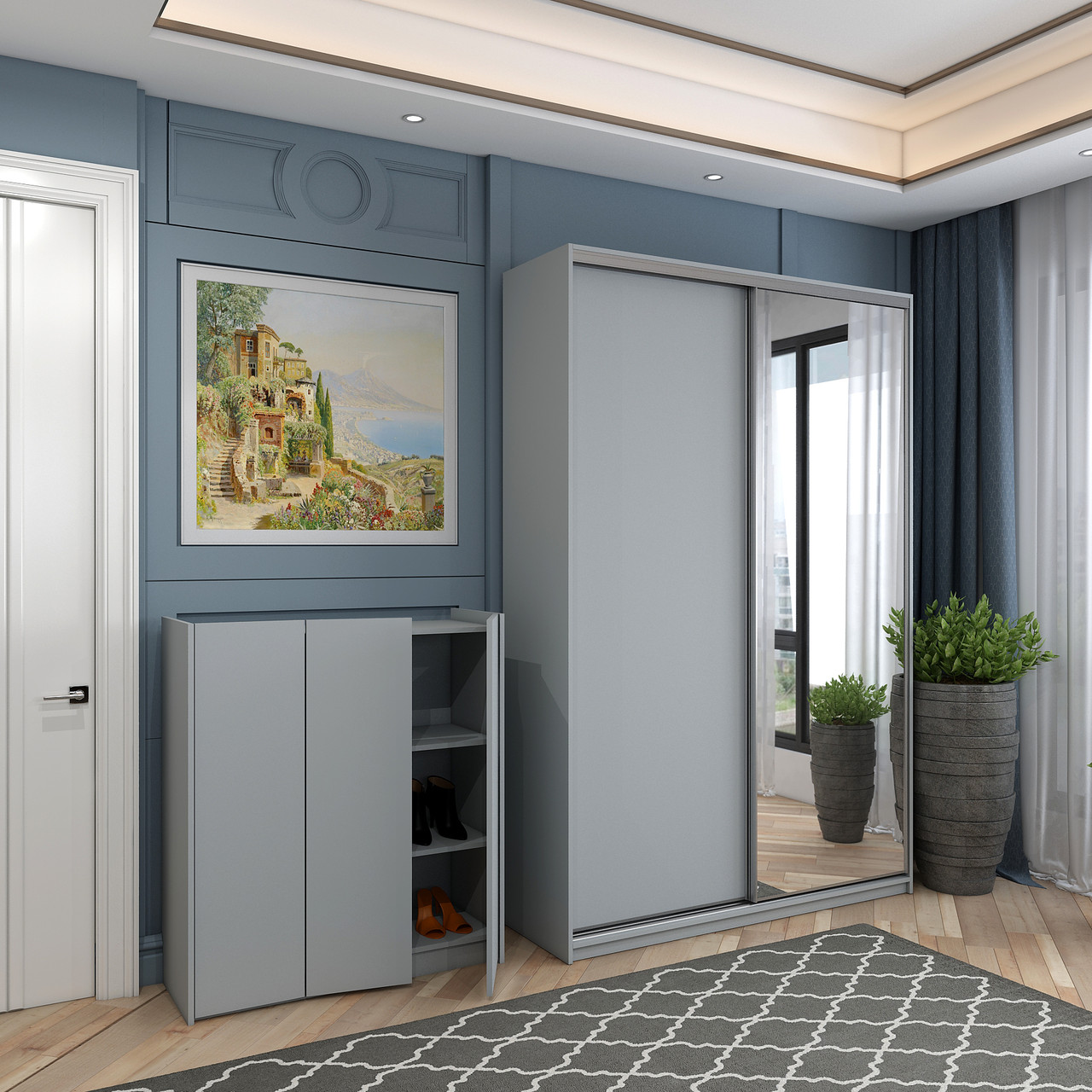 Тумба для взуття Doros Кассель Сірий 3 ДСП 97х40х110 (41516225) 2