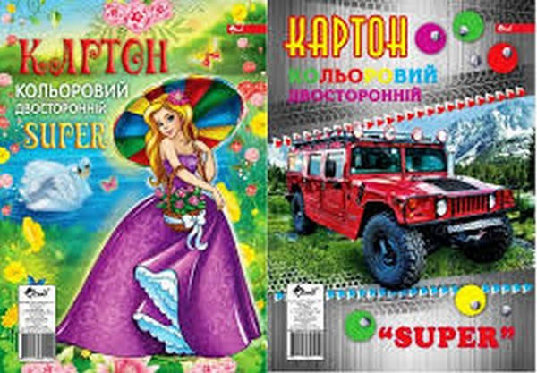 

Картон кольоровий двосторонній А4 10 аркушів "Super" СКАТ