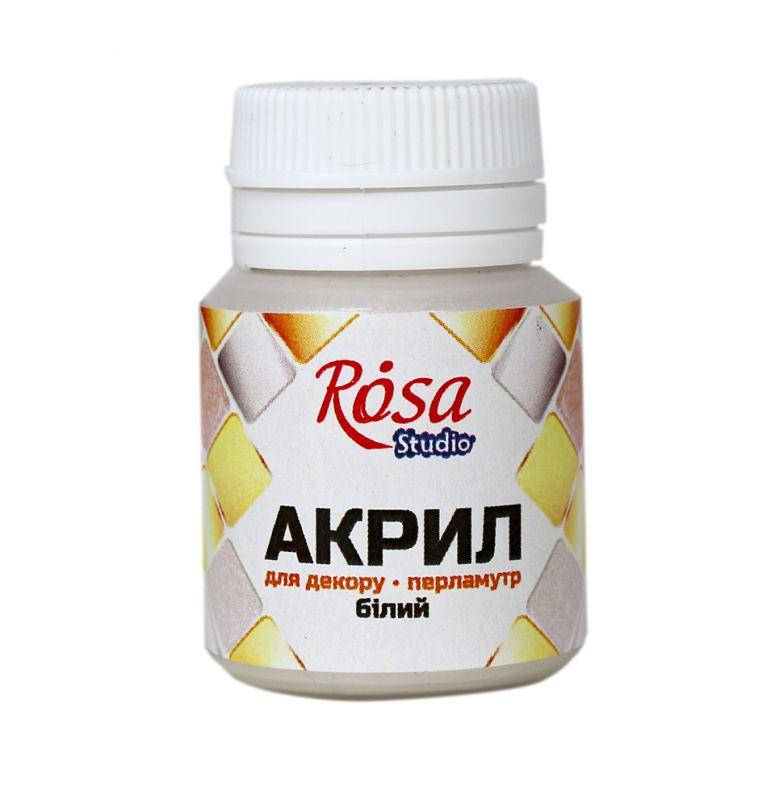 

Акрил для декора перламутр 20мл. Rosa Start белый