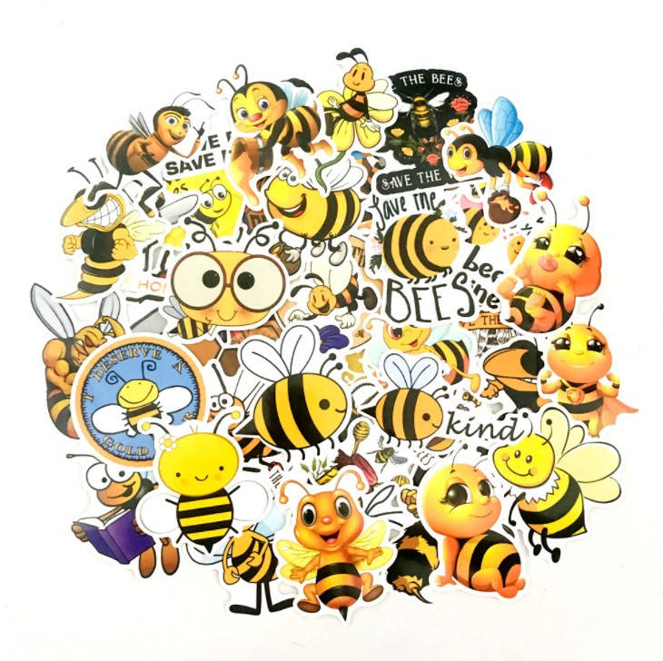 

Набор виниловых наклеек стикеров Стикерпак Пчелы стикербомбинг на авто ноутбук стену 50 шт, Разные цвета