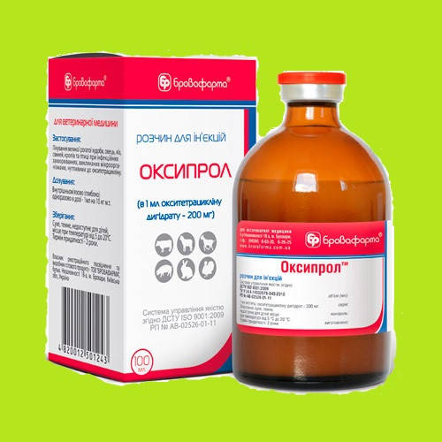 

Иньекционный раствор окситетрациклина дигидрата Оксипрол для животных и птиц