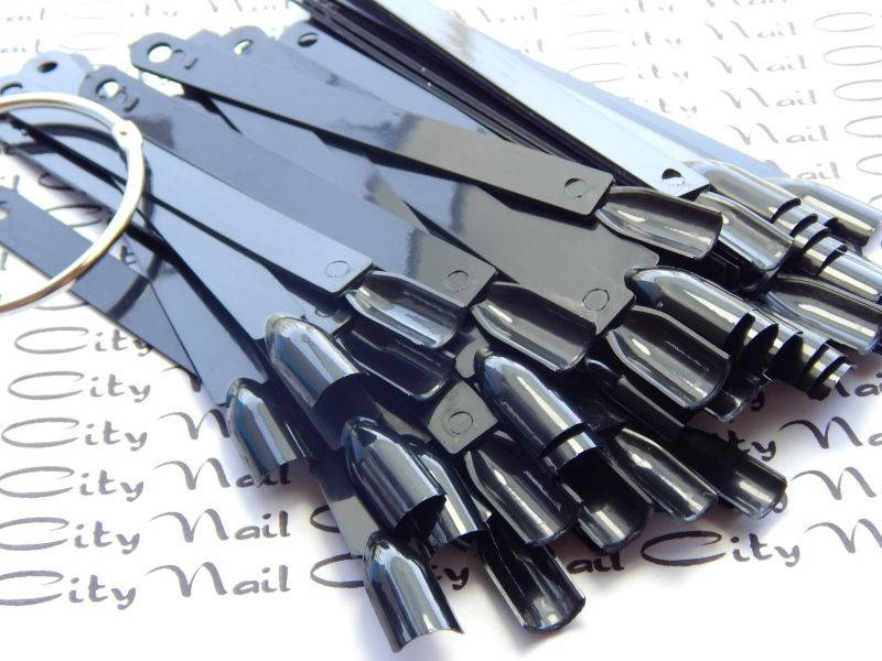 

Черная палитра веер на кольце для нанесения гель лаков ( черные типсы )