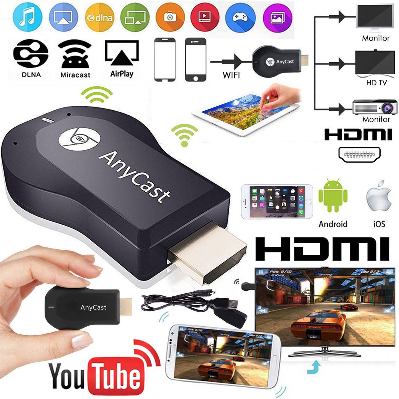 

Медиаплеер ресивер, приставка Smart TV AnyCast M9 Plus