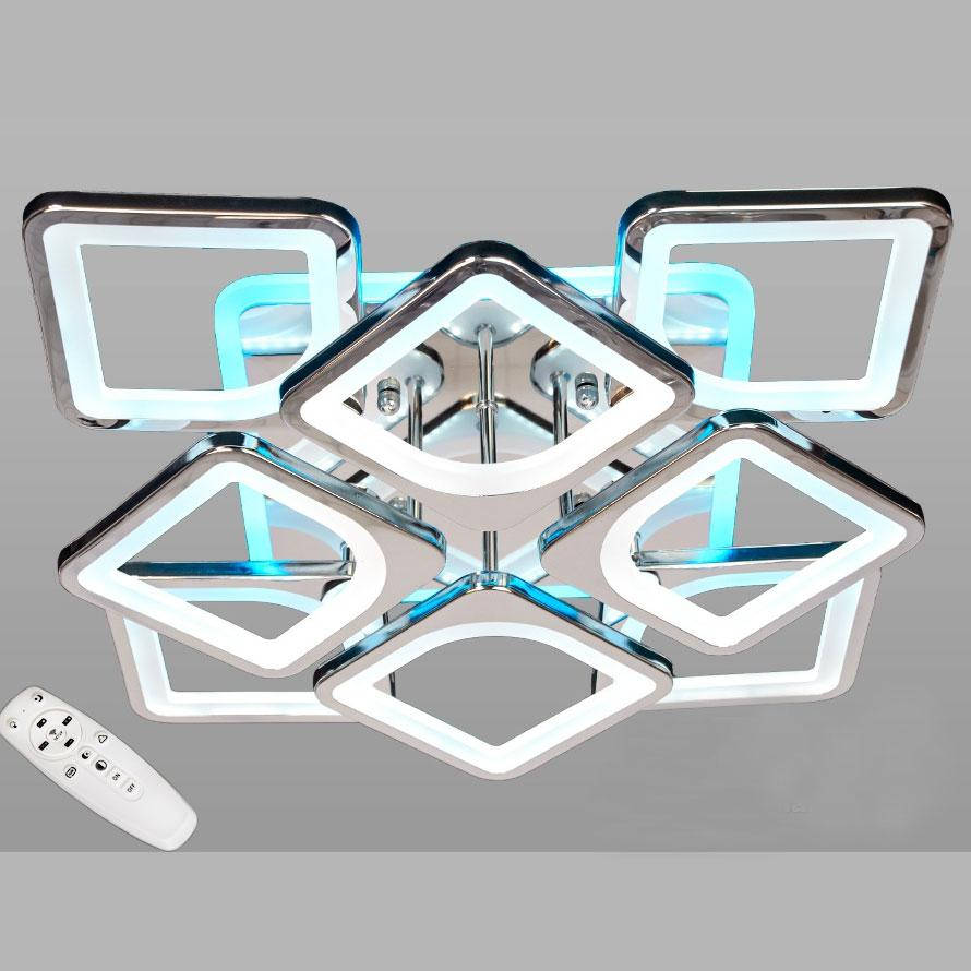 

Люстра квадратная потолочная с 7-цветной подсветкой «Диаша&S8060/4+4HR» (цвет хром, 145W, LED, RGB, dimmer)