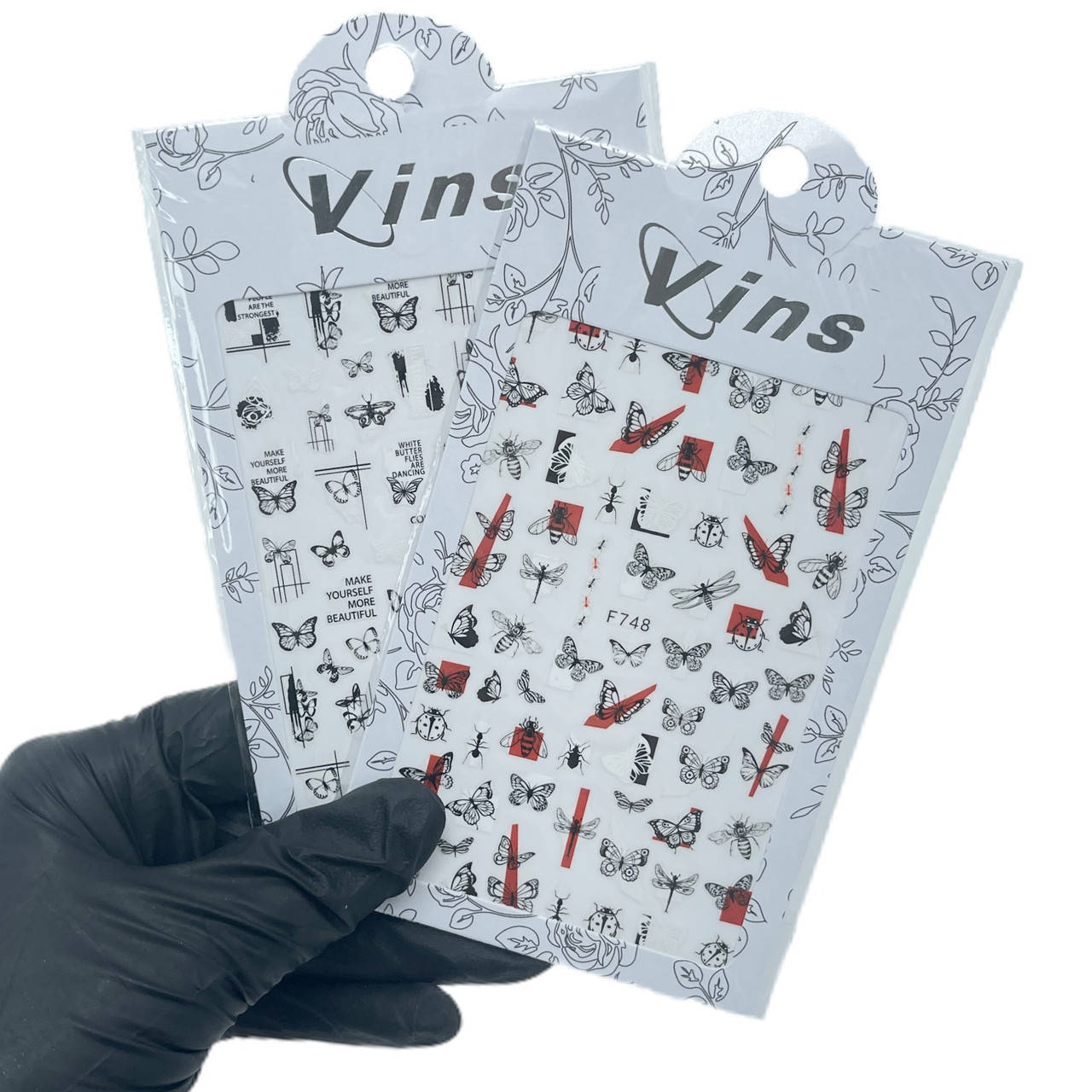 

3D-стикеры для дизайна ногтей, VINS, "Бабочки".