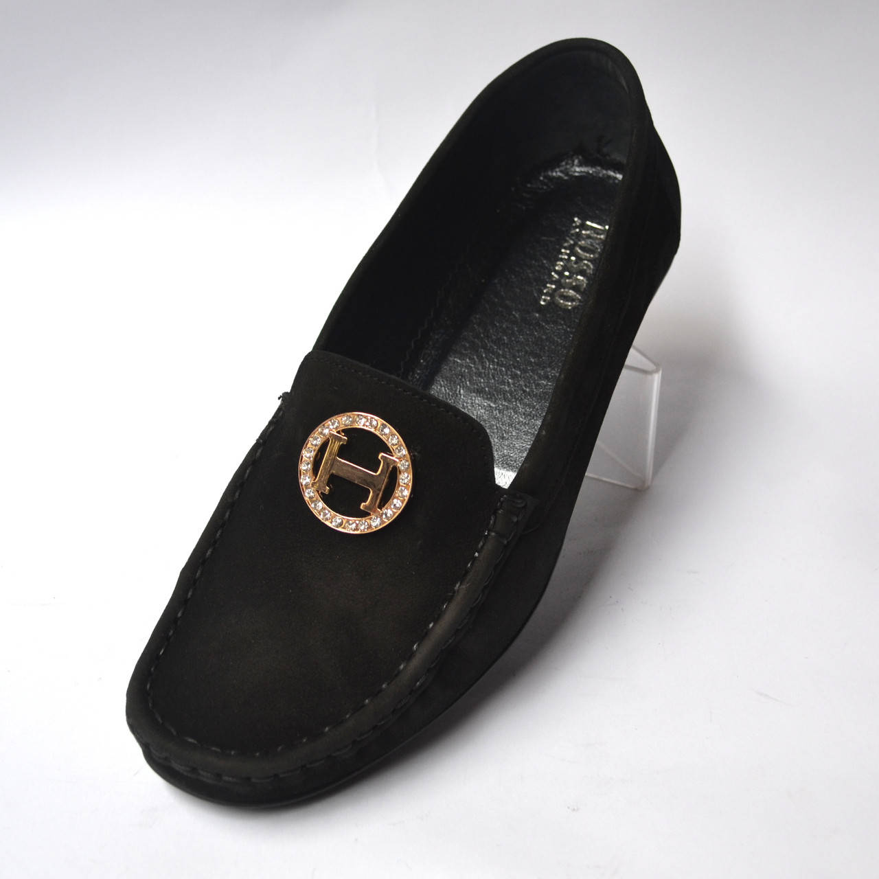 

Мокасины черные нубук женская обувь больших размеров Ornella BS Black Vel by Rosso Avangard цвет "Грейс" 43, 27.5