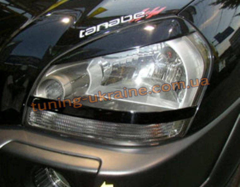 

Реснички на фары для Hyundai Tucson 2004-2009 ровные, Черный