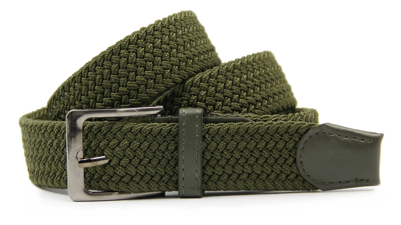 

Плетеный пояс текстильный резинка Зеленый