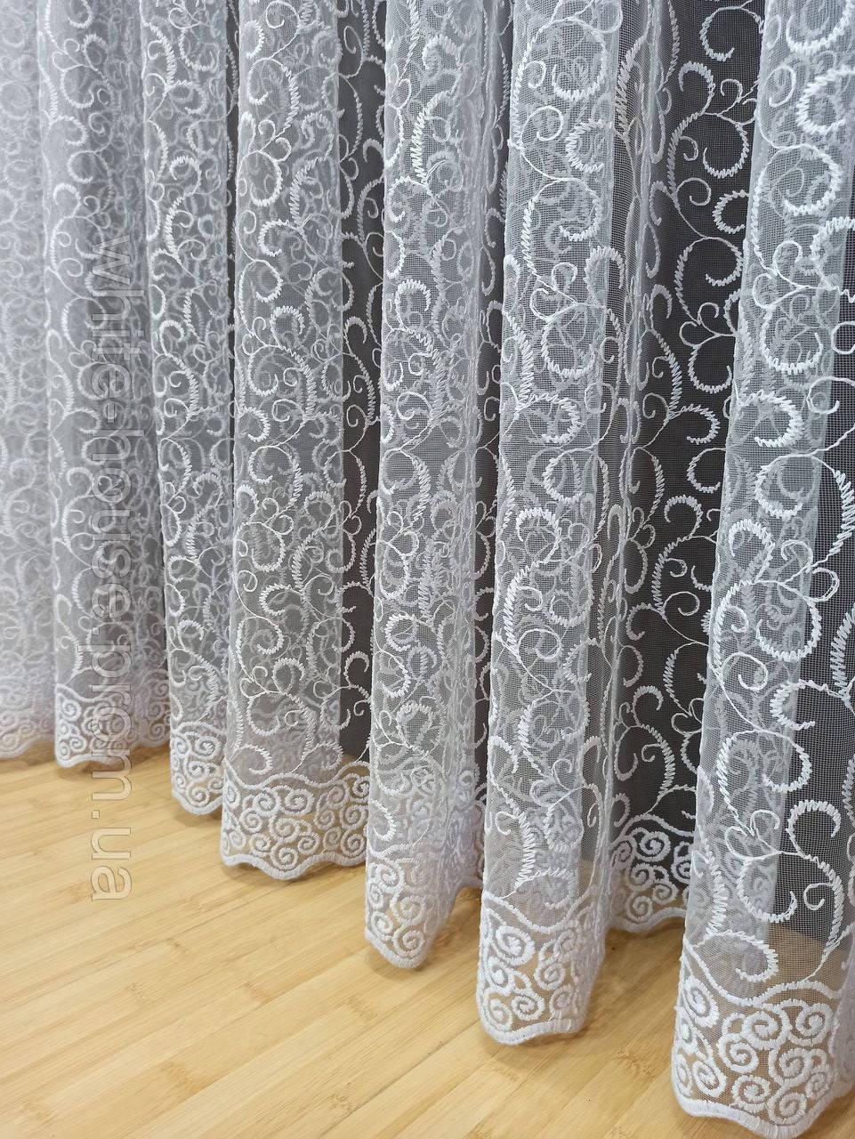 

Тюль вензель на фатине белая, Белый