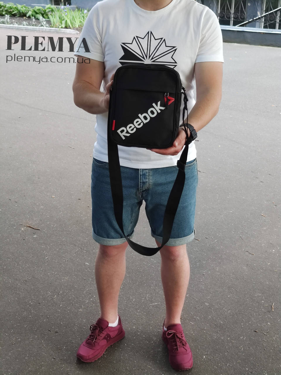 

Сумка через плечо Reebok/ барсетка рибок / мессенджер / черная сумка, Черный