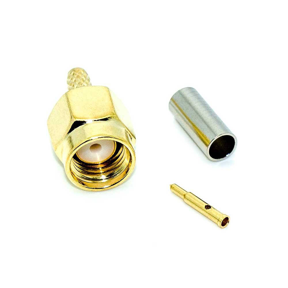 

Разъём SMA, штекер SMA, прямой (на кабель RG-174) обжимной, GOLD