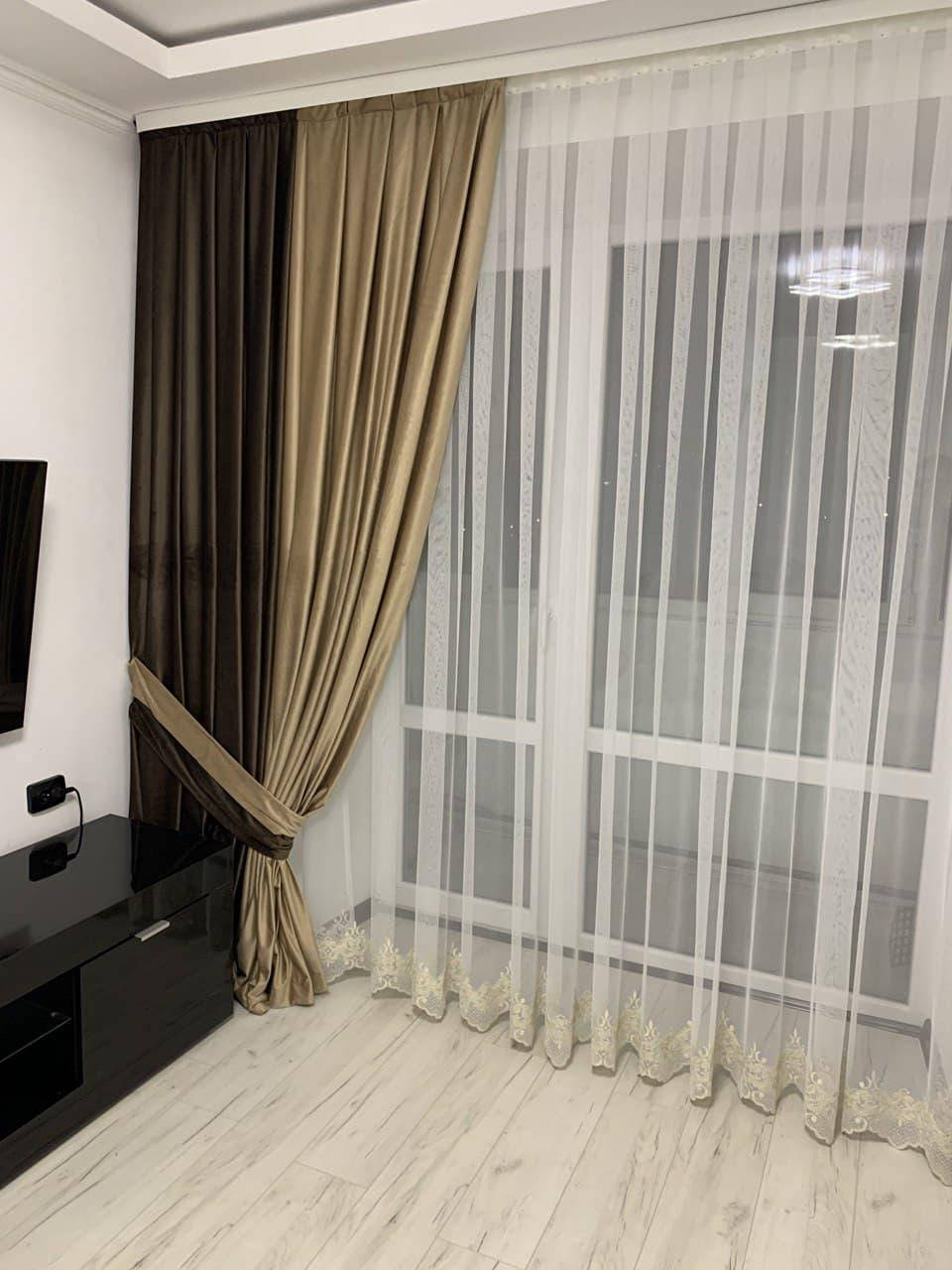 

Тюль с красивым узором снизу турецкого производства. Цвет: Золотистый