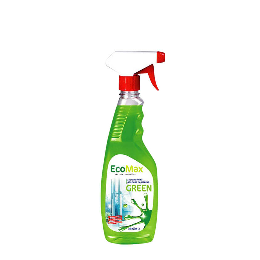 

Средство для мытья стёкол и зеркал EcoMax 0,5л GREEN