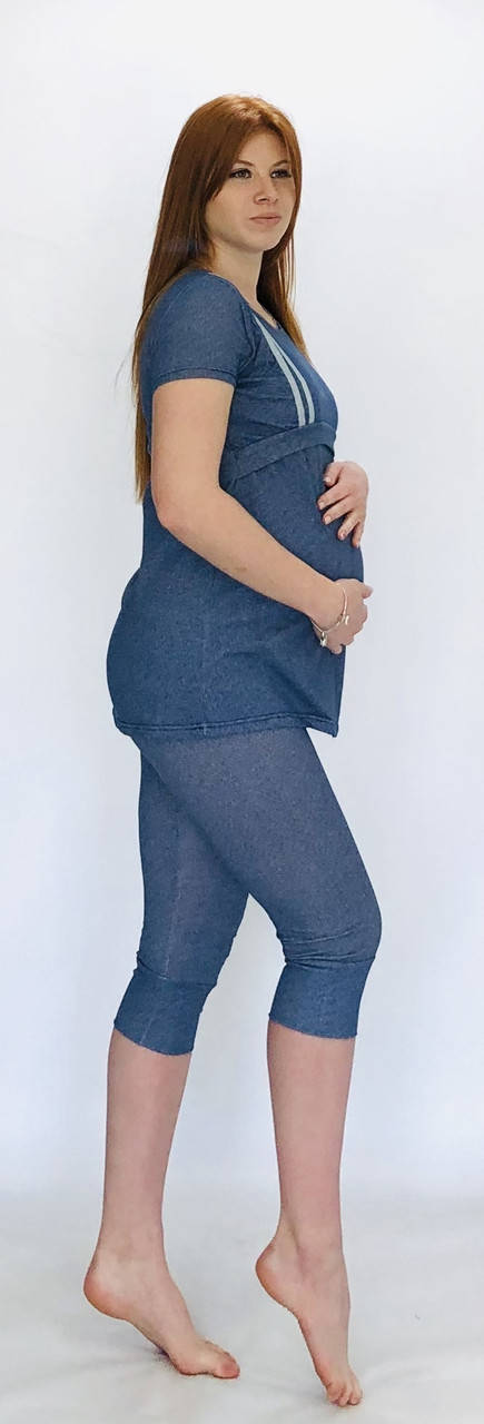 

Костюм летний джинсовый для беременных и кормящих 46