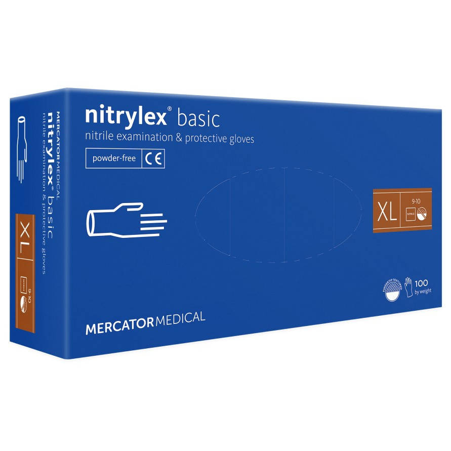 

Нитриловые перчатки Mercator Nitrylex Basic размер  синие (50 пар, Синий