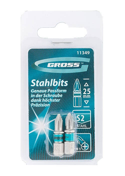 

Набор бит РН1 х 25, сталь S2, 2 шт Gross 11349