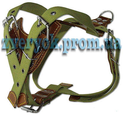 

Шлейка для собак брезентовая. Брезентовые шлеи для собак, зеленая 58-88см, 80-106см, 35мм, Зелёный