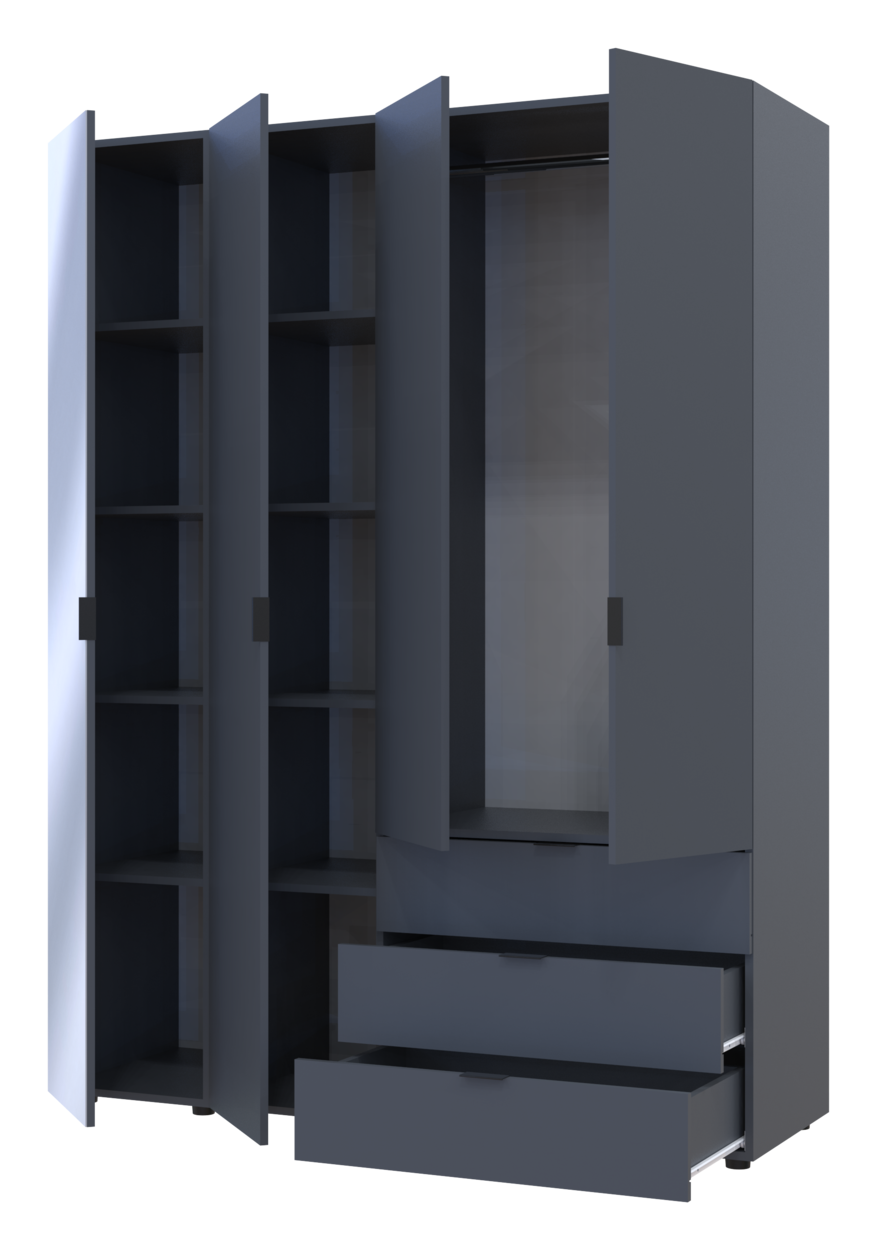 Шафа для одягу Doros Гелар Графіт 3ДСП/Дзеркало 155х49.5х203.4 (42002158) 4