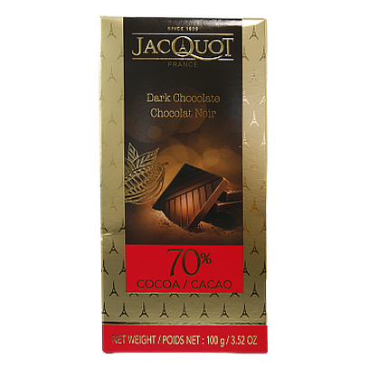 

Шоколад Джакот чорний 70% Jacquot 70% cacao 100g 17шт/ящ (Код : 00-00005543)