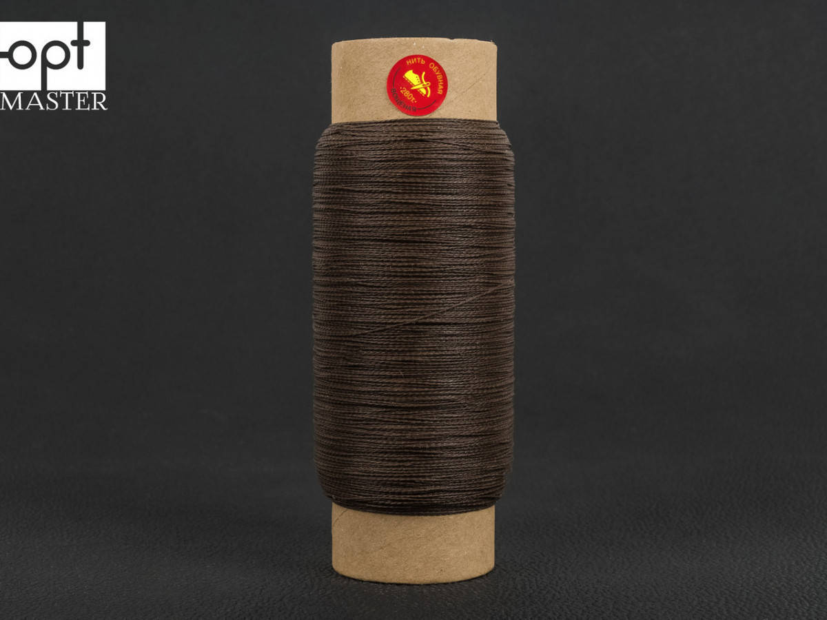 

Нить вощёная прошивочная, полиэстер, 500 м, Текс №280 цв. коричневый, круглая нить