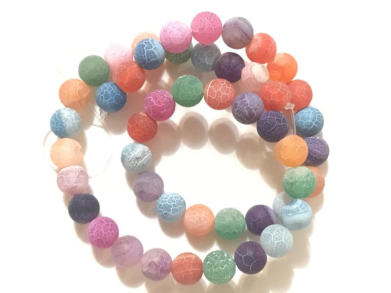 

Бусины на нитке натуральный камень Агат "морозный" ассорти d=8мм