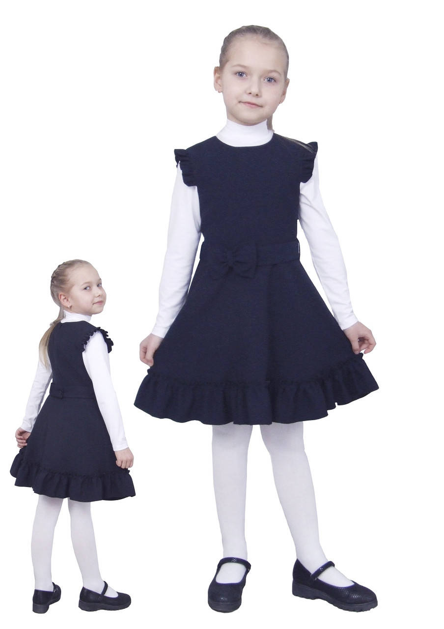 

Сарафан школьный для девочки п-1050 рост 116 122 128 и 134 синий тм "Попелюшка"