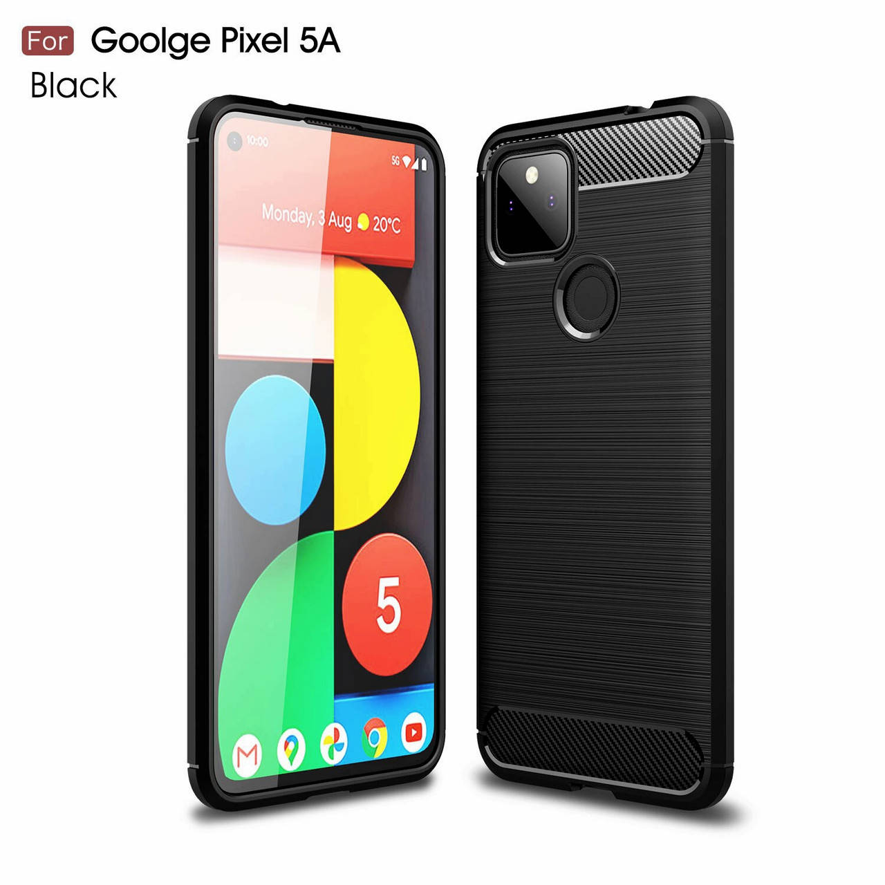 

Силиконовый чехол для Google Pixel 5A 5G Черный бампер под карбон