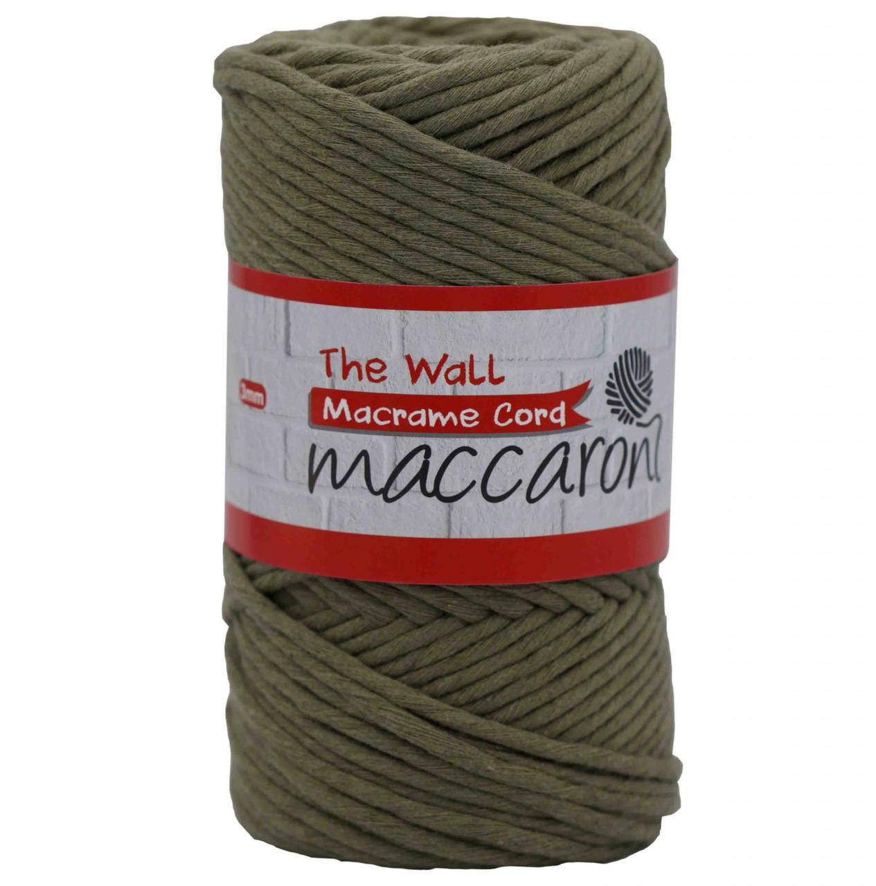 

Эко Шнур Macrame Cord The Wall Maccaroni 3 mm ,хаки, Серый