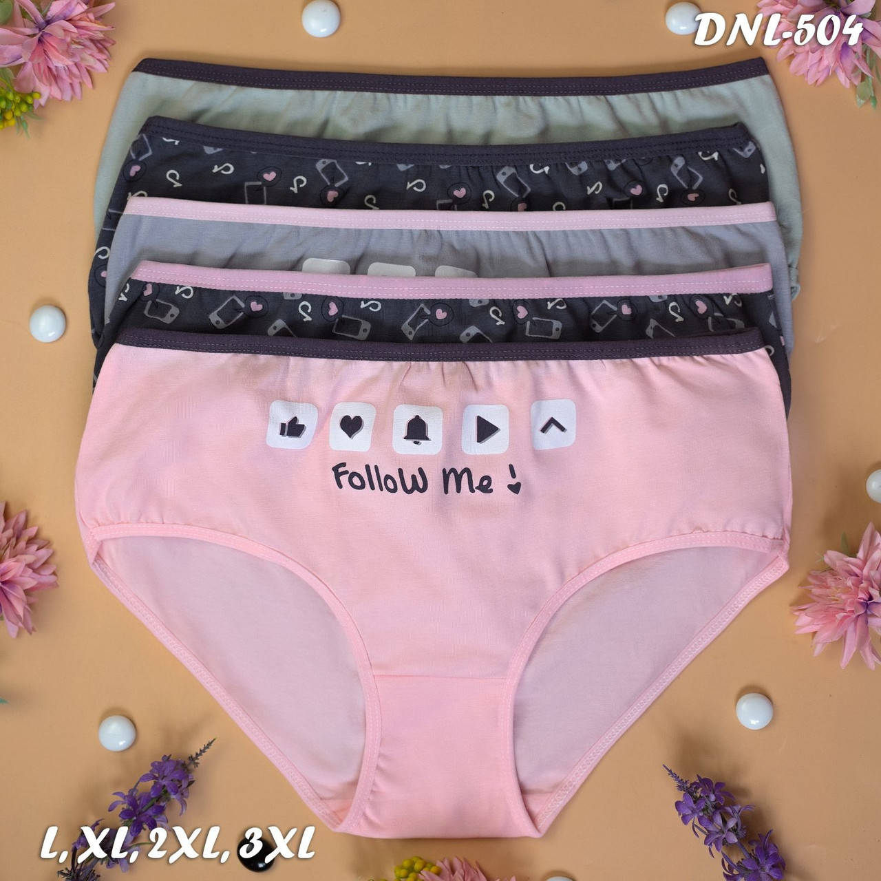 

Трусы слипы женские Donella Турция батал XL, 2XL, 3XL 5 шт., Разные цвета