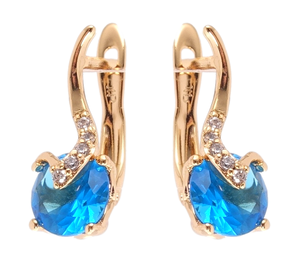

Серьги Xuping Позолота 18K английский замок "Голубые фианиты"