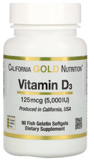 

California Gold Nutrition, Витамин D3, 5000 МЕ 90 шт