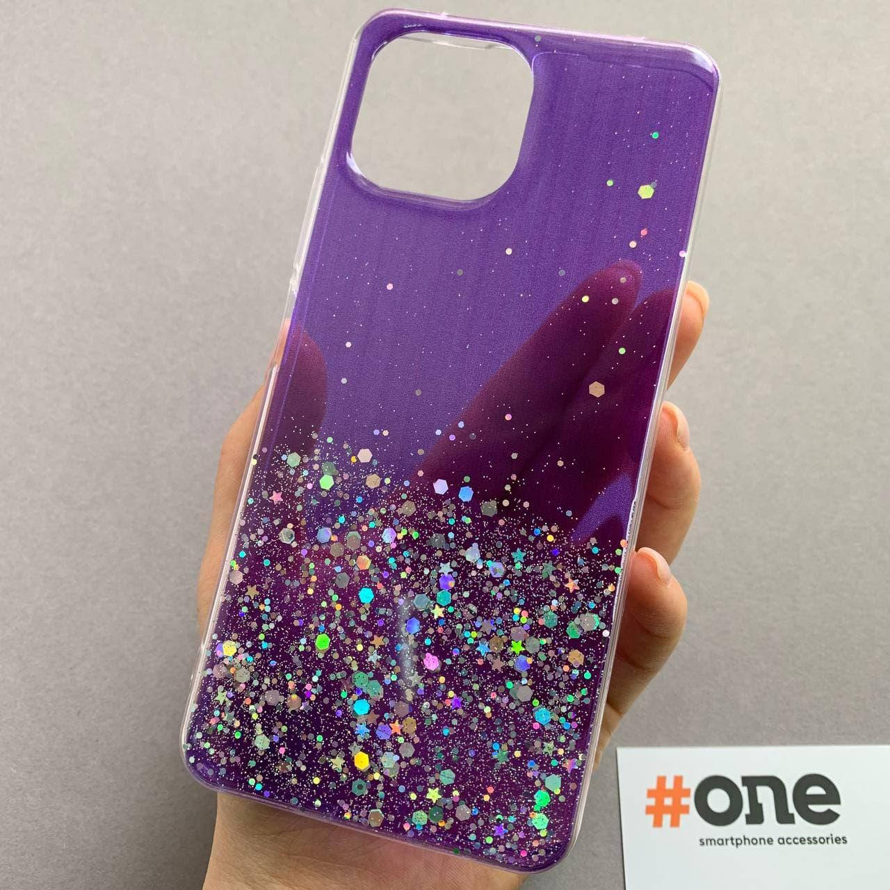 

Чехол для Xiaomi Mi 11 Lite накладка блестящая со звездочками чехол на телефон сяоми ми 11 лайт фиолетовый R5U