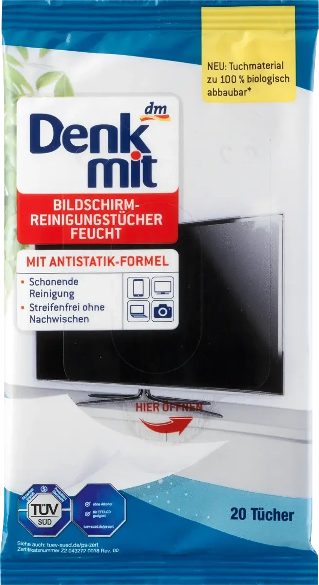

Влажные салфетки для очистки экрана Denkmit Bildschirm Reinigungstücher Feucht, 20 шт
