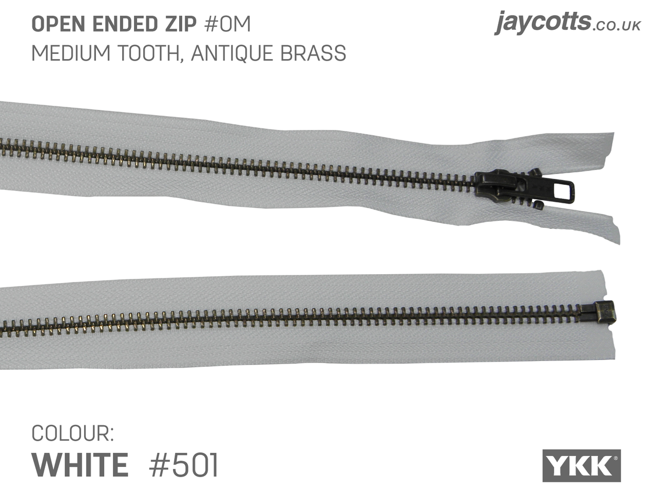 

Молния металл YKK 60cm,75cm 501 белая 1 бег. №5 никель 75cm