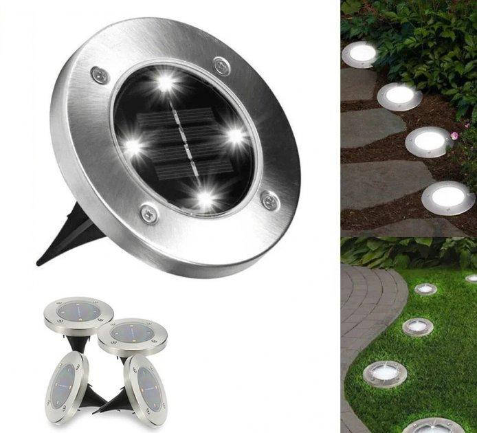 

Уличный светильник на солнечной батарее Solar Disk 4led-dm8 Комплект 4 шт садовый фонарь