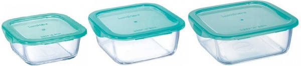 

Набор контейнеров для еды Luminarc Keep'n'Box голубой 3 штуки 380/760/1220 ударопрочное стекло (5274 P)
