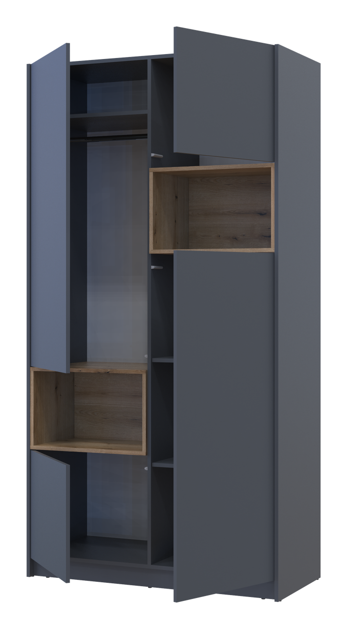 Шафа для одягу з нішею Doros Дейл Графіт/Дуб Евок 2 ДСП 115.2х52х220 (80737722) 2